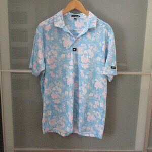 Bad Birdie Short Sleeve Parrot & Hibiscus Print Golf Polo